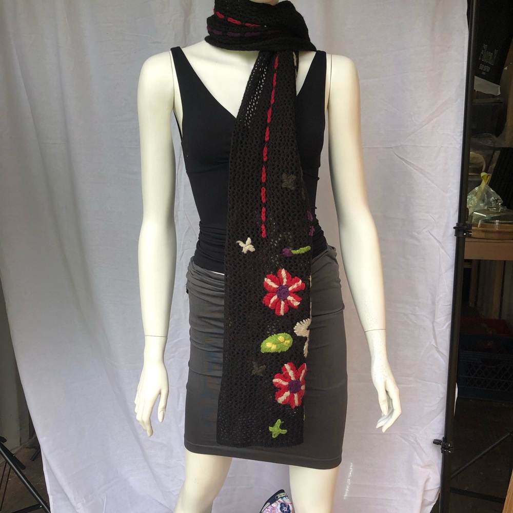 Lucky Brand Crocheted and Embroidered Wrap/ Shawl